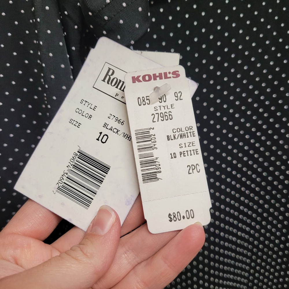 Ronni Nicole Petite Polka Dot Maxi Dress and Jacket 2pc Set Black White 10P - Picture 4 of 9